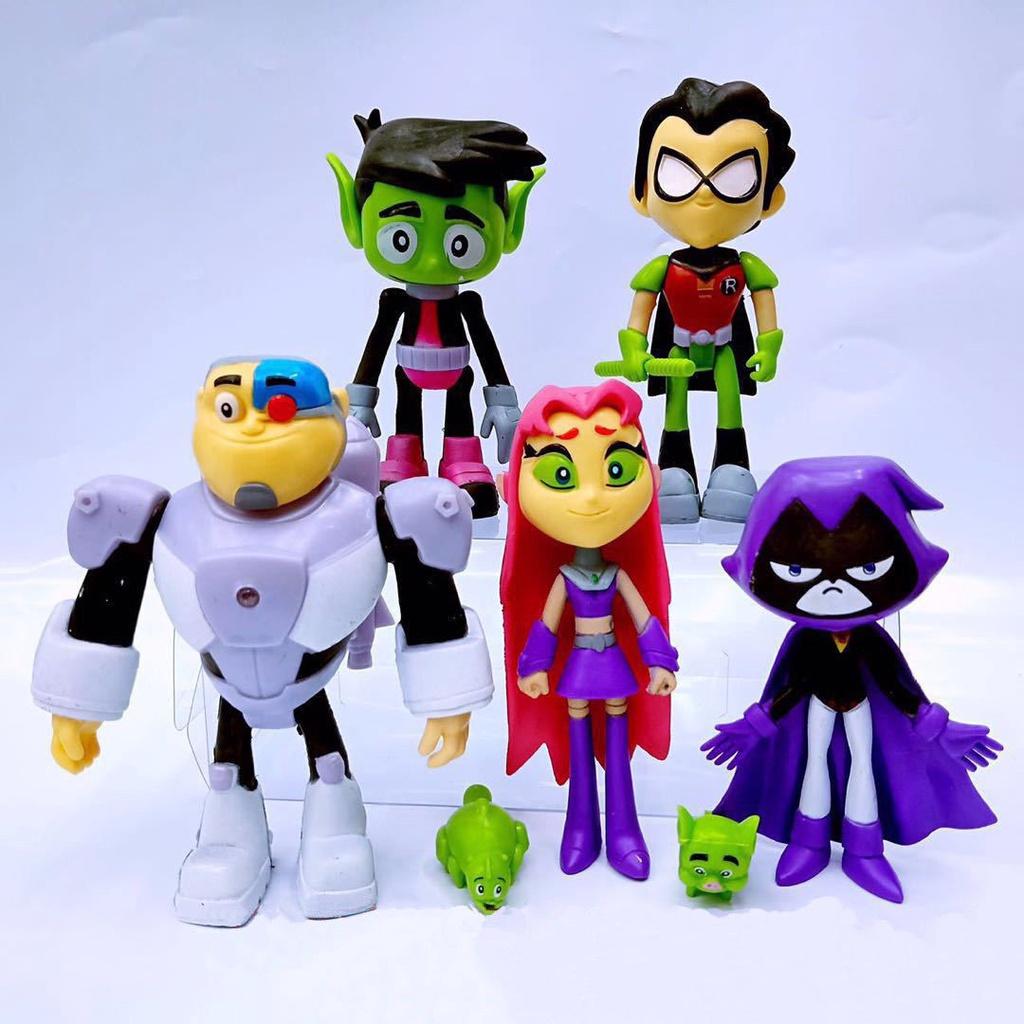 Teen Go Titans To The Movies Robin Cyborg Beast Boy Raven Action Figure Toy 7pcs