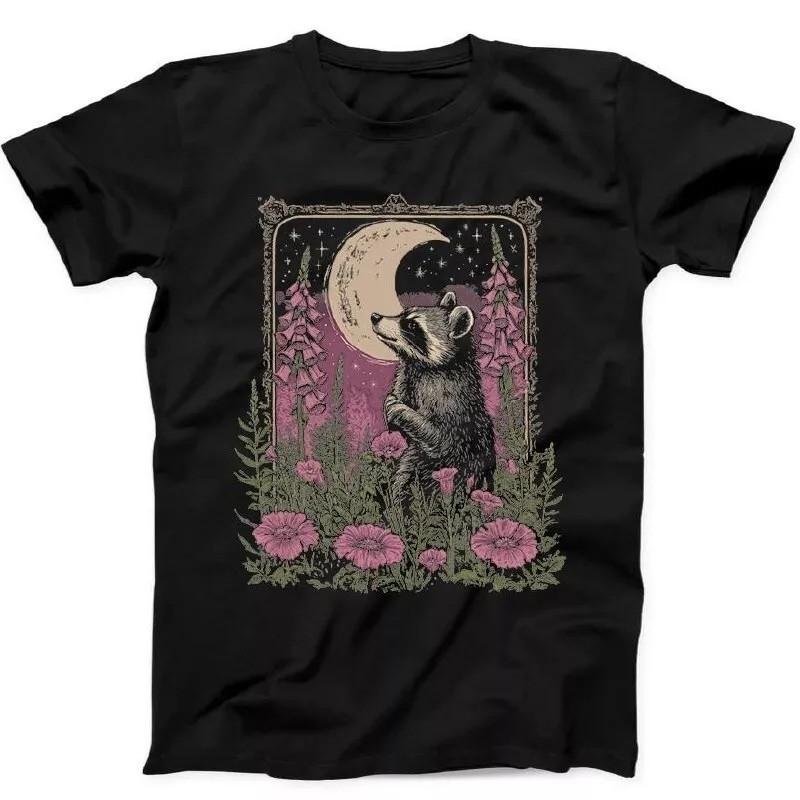 

Raccoon Floral Moon Cottage Best Seller Funny Gift Black Tee T Shirt Unisex T-Shirt M