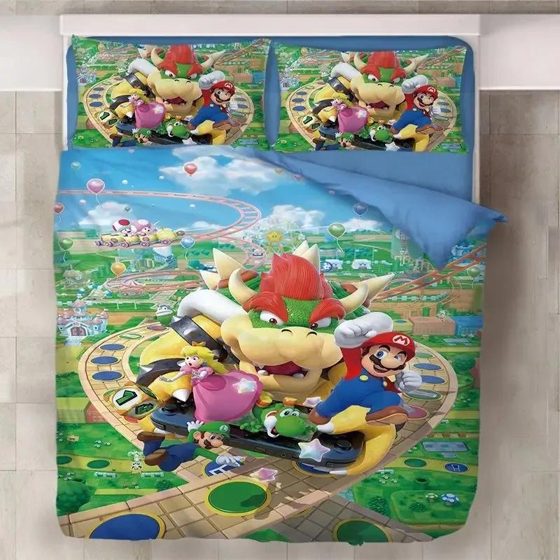 3D Anime Supers M-Mario BrosPrinted Bedding Set- Duvet Cover + Pillowcases2/3pcsSuitable for Kids Adults Soft Polyester