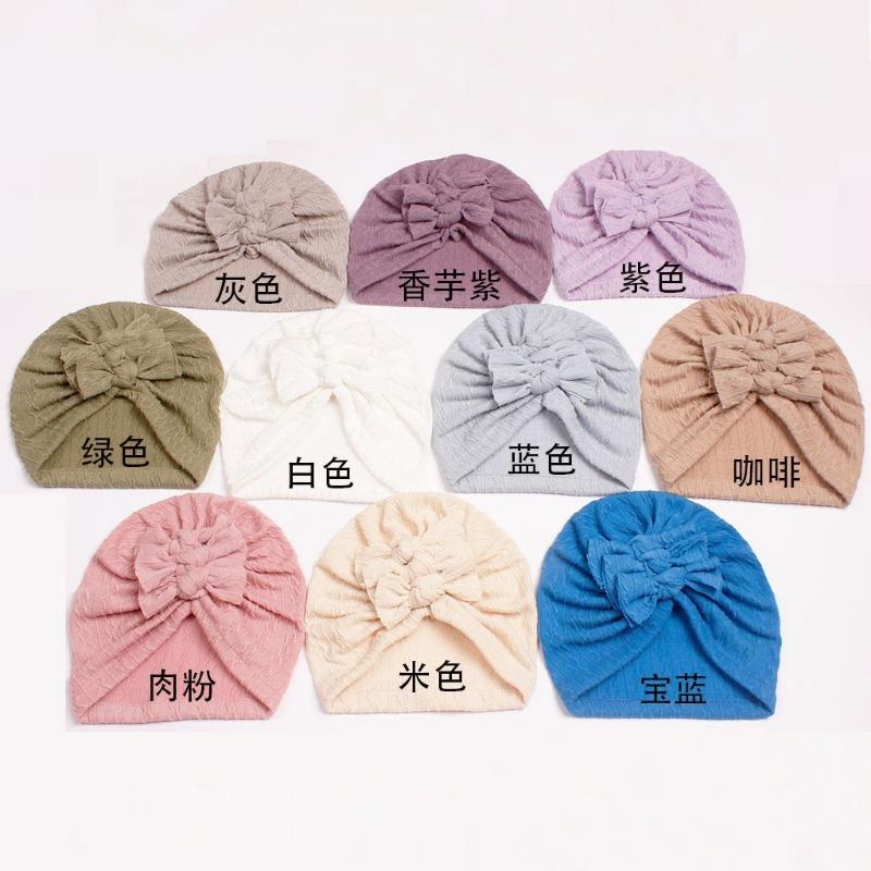 New Baby Bag Hat, Baby Solid Color Pattern Bow Hat, Children's Indian Hat