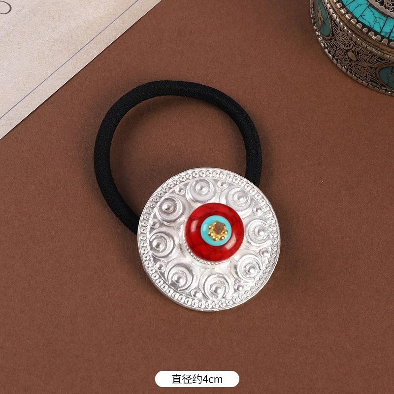 Tibetan Women's Head Flower Headgear Tibetan Hair Rope Rubber Band Tibetan Clothing Accessories Tibetan Dance Performance Xizang Hair Accessories