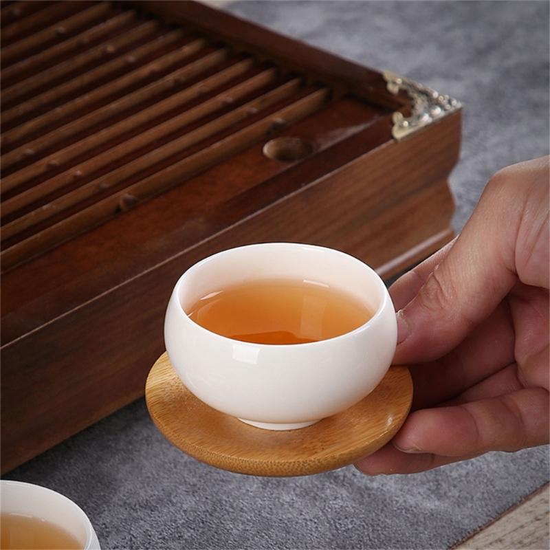 4 Pack Tea Cups Bamboos Coaster Heat Insulation Mat for Coffees and Wine Enthusiasts Beverage Cups Heat Insulation Pad