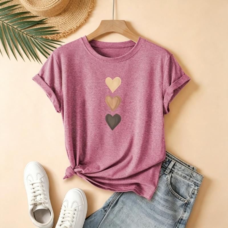 Harajuku Hearts Unisexs Tee Minimalist Graphic Casual Everyday Top Y2k Top Unisex Clothing Shirts For Unisex Graphic T Shirts