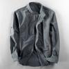 Men's Color Stand Collar Long Sleeve Casual Shirt Cotton Linen Loose Fit