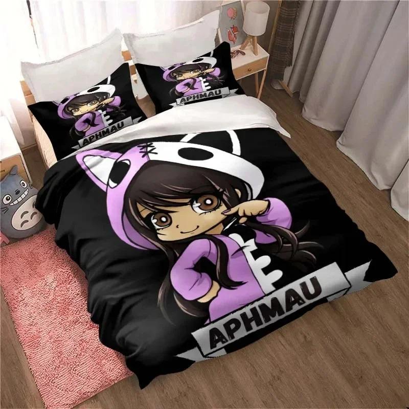 APHMAU Sängkläder Påslakanset Enkelt Dubbelt King Size Kawaii Tecknat Aphmau Vuxna pojkar Sovrum Påslakan och Örngott