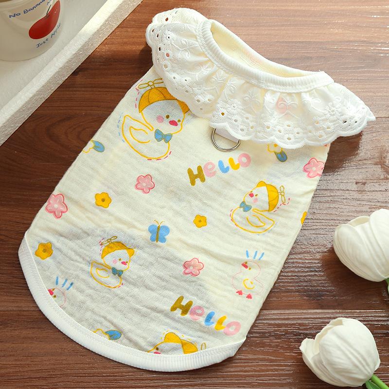 Cat clothes, all cotton yarn, breathable, thin dog, cat, pet dog products, air-conditioning clothes can lead short-footed cats to prevent hair loss