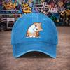 Pc Pcs Unisex Vintage Washed Baseball Cap with Orange Cat Print  Duckbill Hook  Loop Closure Suitable for Parties Daily Wea
