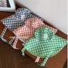 Women's Summer Korean Style Ins Plaid Lace-Up Bucket Hat Large Brim Reversible Sun Protection Outdoor Travel Sun Hat
