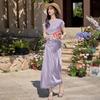 Spring/Summer 2025 Satin Women's Round Neck Short Sleeve Two-Piece: Pullover T-shirt & Half Skirt - Y2516