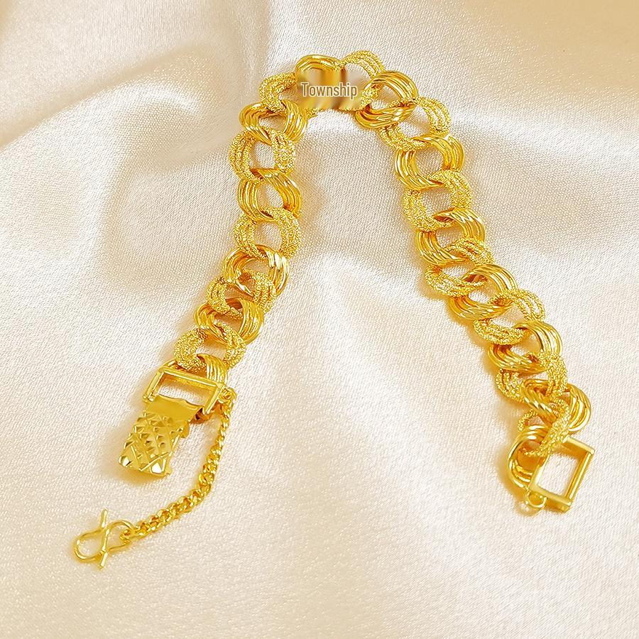 24K Gold Plated 1.2cm Wide Engraved Middle Eastern Luxury Bracelet for Men and Women - Perfect for Festivals or Gifts