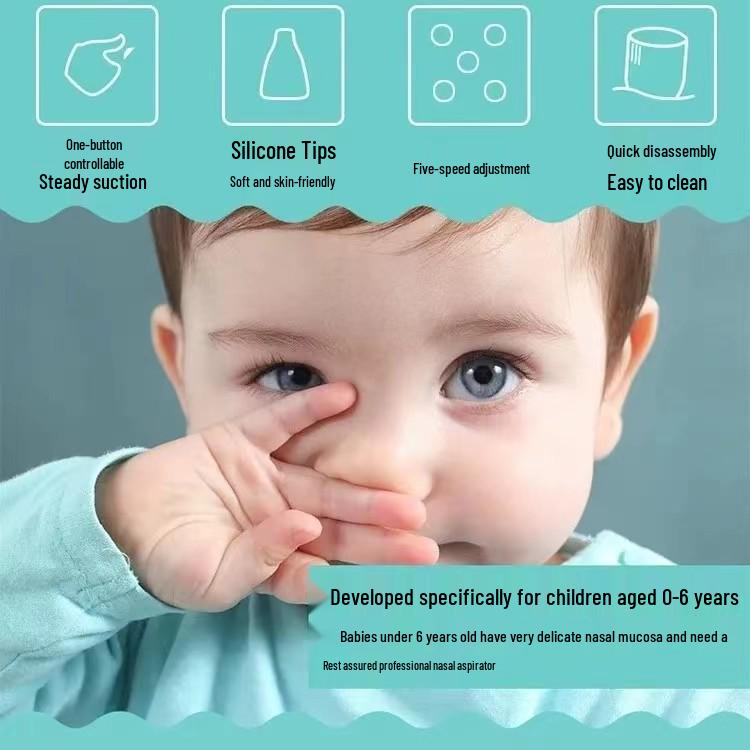 Elektrischer Baby-Nasensauger mit fünf Saugstufen für Kinder