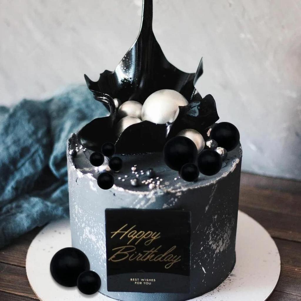 25 ks Zlaté a černé kuličkové toppery na dort Pěna a perleťový materiál pro Výročí Baby Shower Narozeniny Svatbu Vánoce Svátek svatého Valentýna