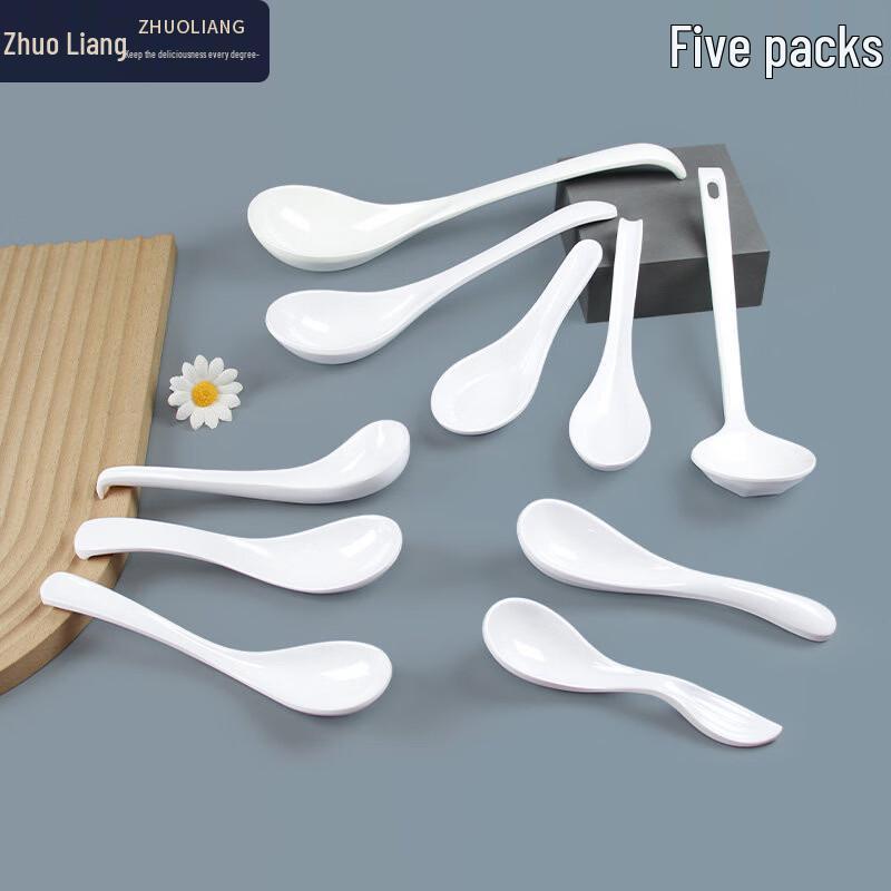 Zhuoliang Melamine Chinese Soup Spoons - 5-Pack