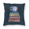 Studious Book Stack Square Pillowcase Polyester Linen Velvet Creative Zip Decorative Sofa Seater Cushion Cover
