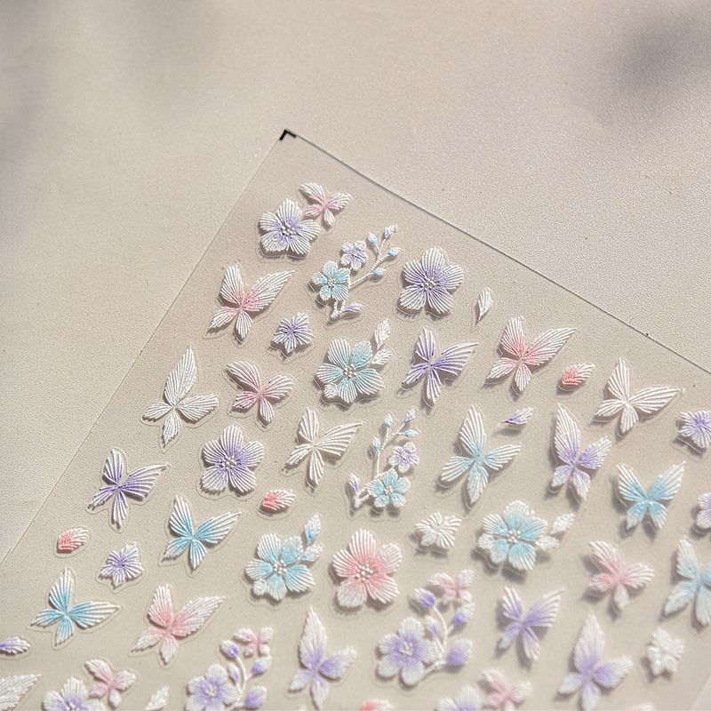

Embroider Butterfly Flower Nail Sticker New Arrival Relief 5D Stereo Japanese-Style and Internet-Famous Ins Nail Sticker Decorations Embroider Flower Butterfly 4795((Relief))
