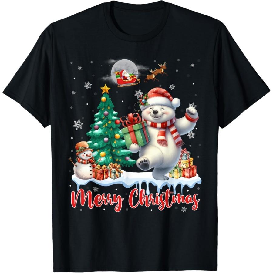 Merry Christmas Cute Polar Bear Santa Hat Polar Bear Lovers T-Shirt XXXXXL разноцветный