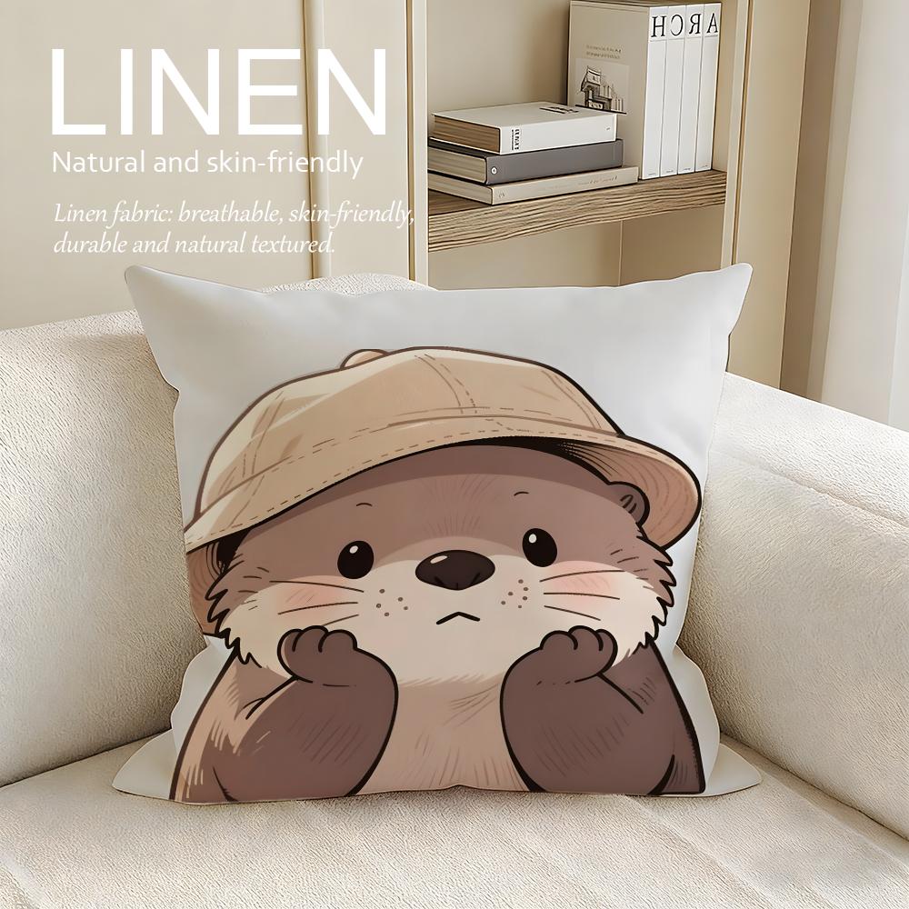 Cute Otter Moonlight Cushion Cover Pillowcase Set Pcs X X Breathable Washable Sofa Cushion Cover