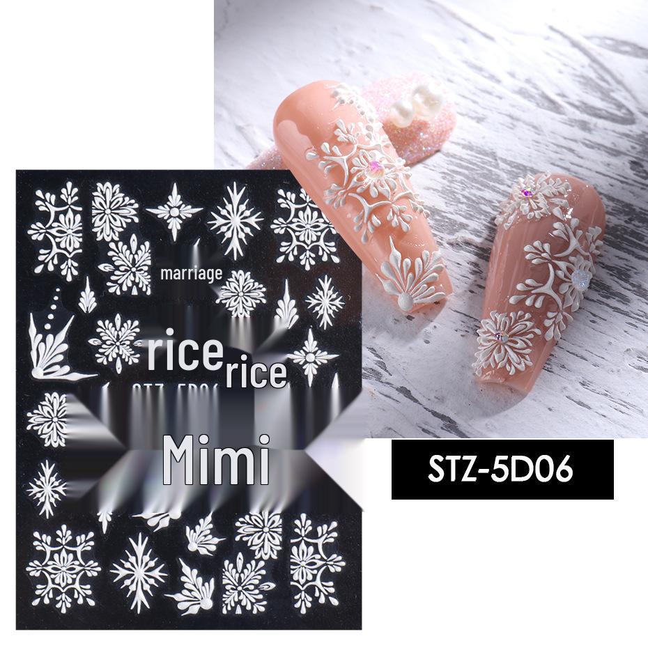 3D Floral Nail Art Stickers: Camellia & Tulip Embossed Adhesive Designs