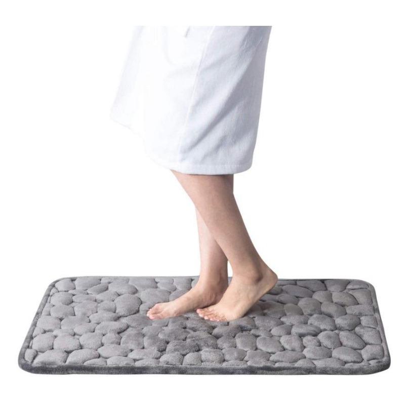 Memory Foam Embossed Velvet Carpet Bathroom Living Room Non-Slip Mat Cobblestone Floor Mat