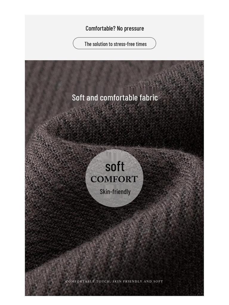 Men's Solid Color Half-High Collar Fleece Knit Sweater - Warm, Casual Base Layer Shirt