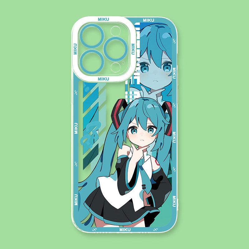 Kawaii Cartoon Hatsune Miku Shockproof Case for iPhone 17 Air 16 E 15 14 Plus 13 12 Mini 11 Pro Max Washable Silicone Edge Cover