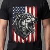 Patriotic Wolf Shirt American Flag Tee USA Wildlife Strength Graphic Comfort Colors