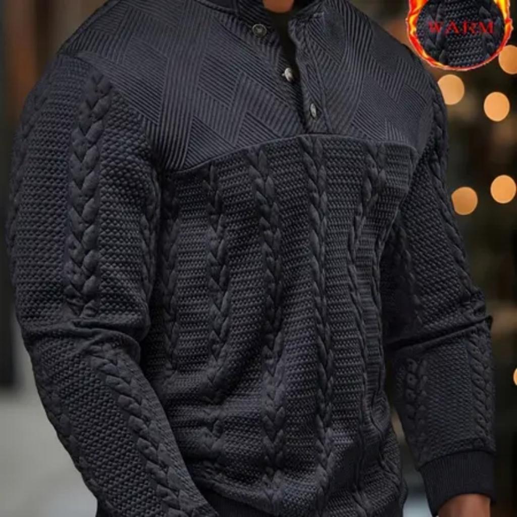 Casual Men's Jacquard Lapel Sweatshirt, Men's Casual Half Zipper Loose Top