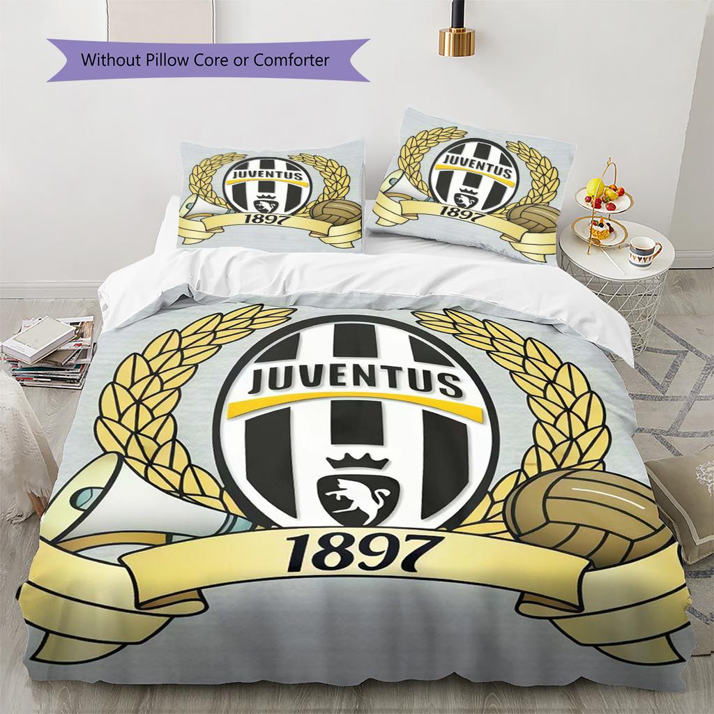 Set Copripiumino Trapuntato Juve Federa Federe Decorazione Casa Regalo di Compleanno (1 * copripiumino + 2 * federa, senza nucleo)