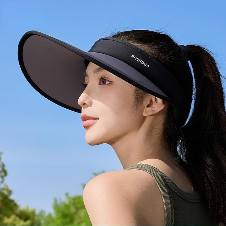 Women's Ice Silk UV50+ Wide Brim Open-Top Visor Summer Color Blocking Cooling Hat for Outdoor Sports & Urban Fashion