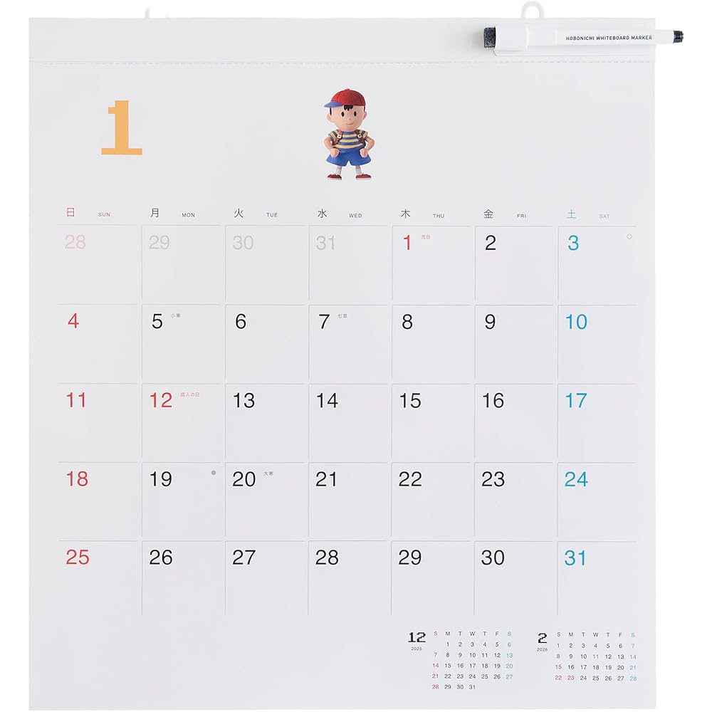 Hobonichi Whiteboard Calendar 2026 (MOTHER) Full Size Wall Hanging