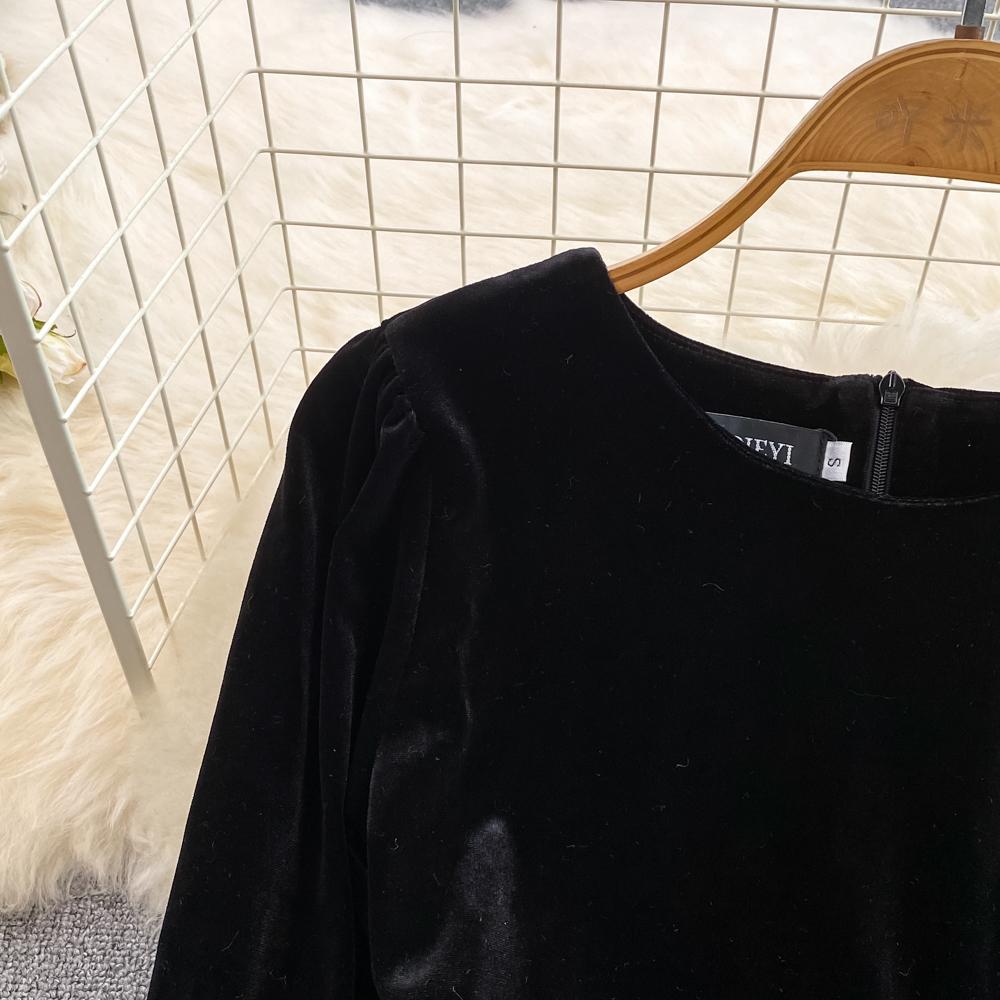 Sweet Casual Two Piece Set Women Ruffles Patchwork Shirts Solid Color High Waist Skirts Suits Autumn Winter Fashion Party Sets