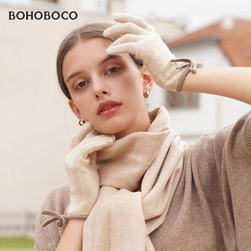 BOHOBOCO Women's 100% Cashmere Bow Gloves