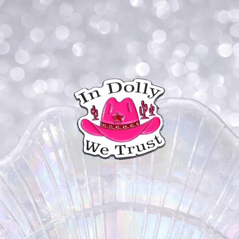 Cowboyhut Emaille-Anstecker Individuell In Dolly We Trust Anstecknadeln Reversabzeichen Gothic Schmuck Geschenk für Kinder Freunde