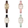 Womens Minimalist Square Quartz Watch With Leather Strap For Casual Office Wear