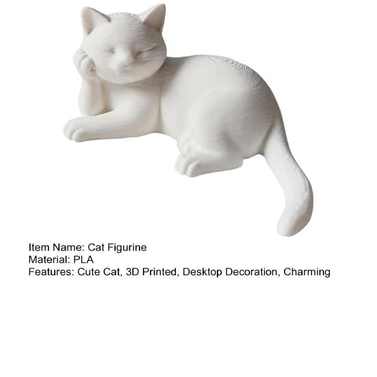 3D Printed Cat Statue, Small Holding Face Cat Figurine, Cute Animal Sculpture for Office Desk Decor, Gifts for Cats Lovers