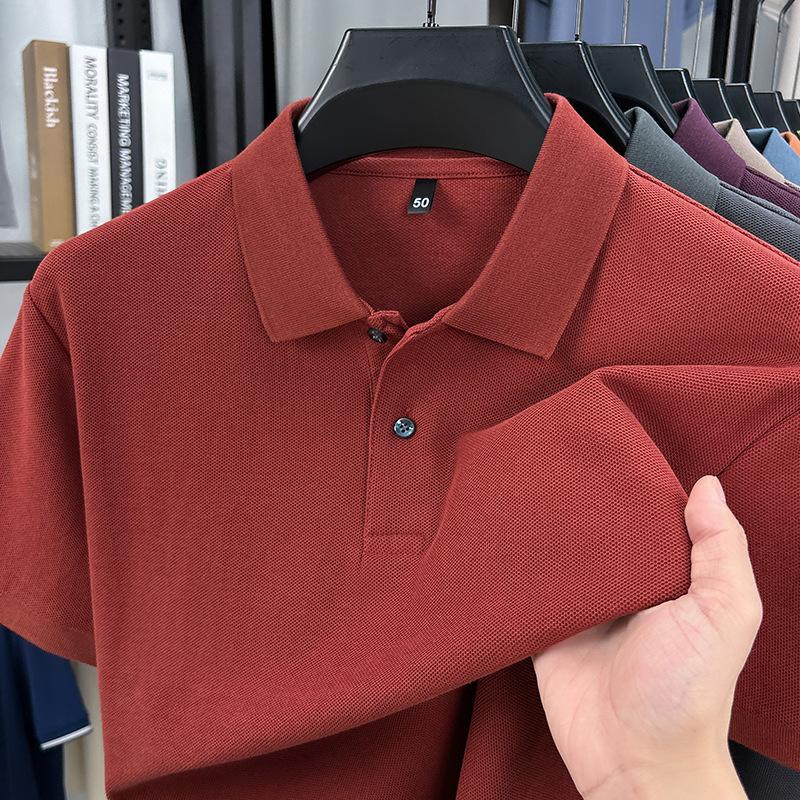 New Summer Short-Sleeved Pure Cotton Polo Shirt  Style Solid Color Casual Lapel T-Shirt for Men Breathable Short Sleeve Polo Shirt Men's Casual Top