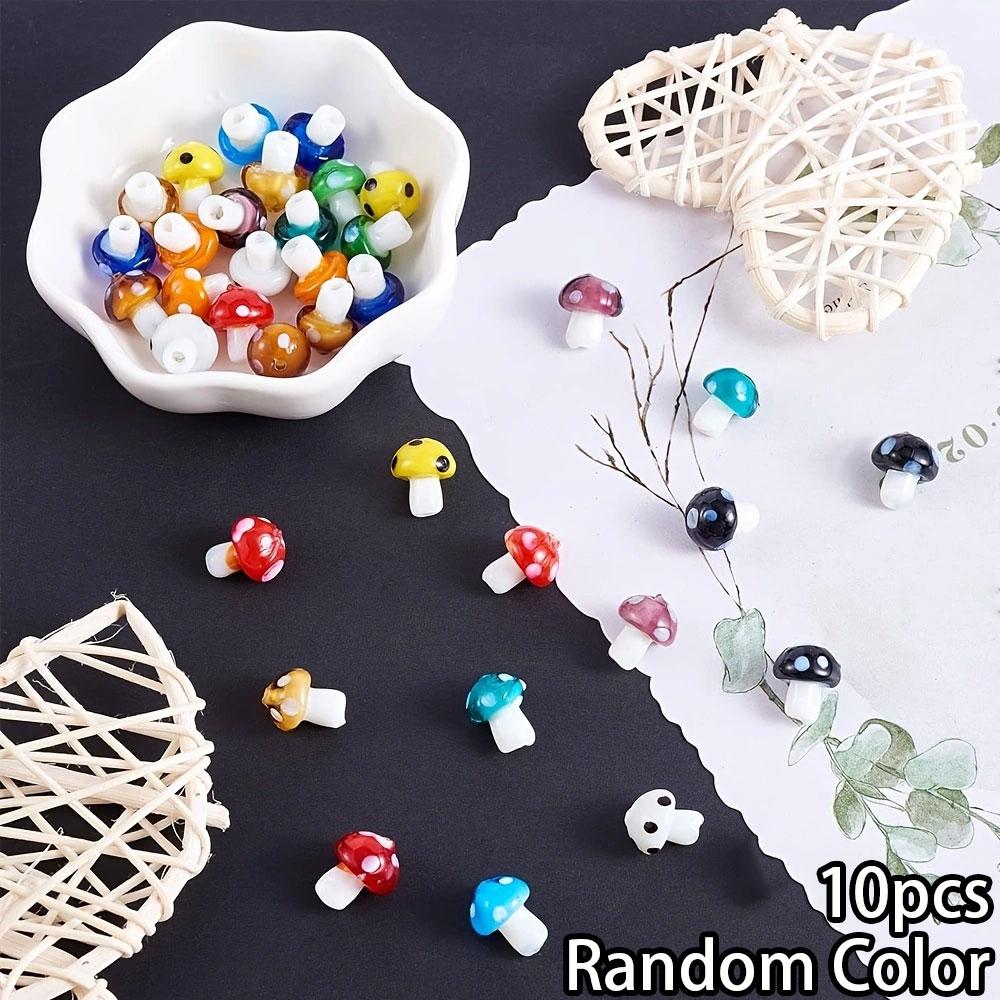 

10/20/40 шт. стеклянных бусин-грибов, декоративные бусины ручной работы, браслеты, ожерелья, серьги и украшения, свободные бусины Random Color 10pcs