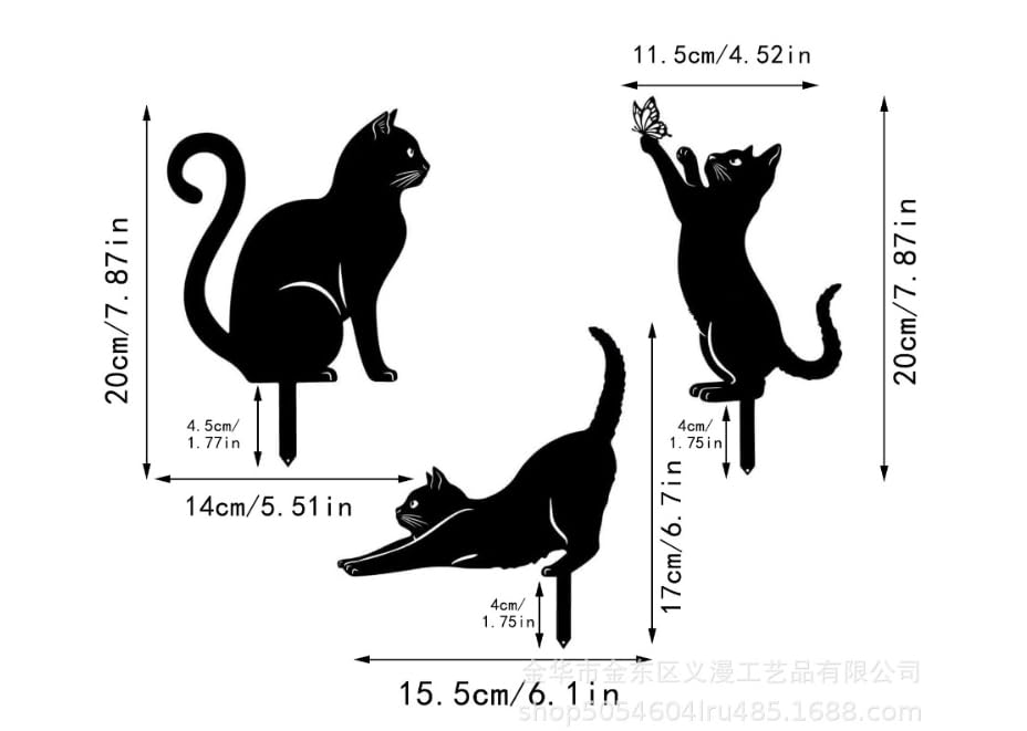 Bastet Gardening Garden Cat Garden Metal Garden Set of 3 Dancing Cats Accessories, Figurines, Ornaments, Plates, Objects,