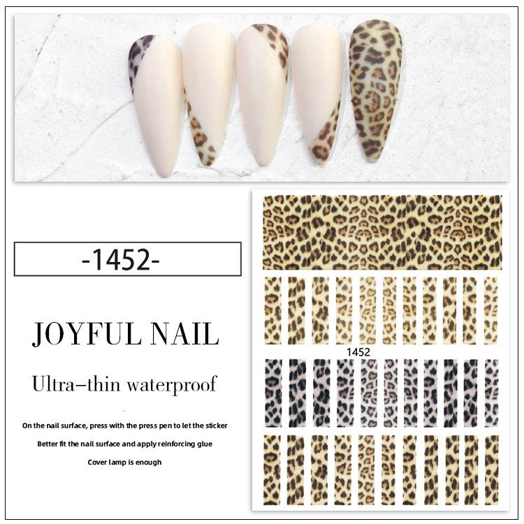 Leopard Print Nail Stickers 3D Striped Nail Patches for Self-adhesive Adhesive Nail Patches