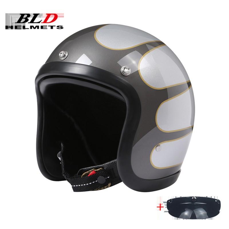 BLD Electric Motorcycle Helmet Lightweight Unisex Retro Cruise