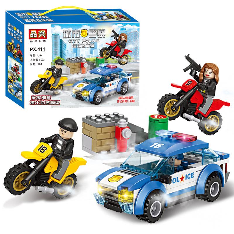 

Совместимые Lego City Police Chase Car Thieves Дети 6 лет Собранные строительные блоки Игрушка в подарок красный