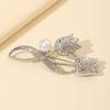 Women Alloy Brooch Pin, Tulip Shape Lapel Badge with Imitation Pearl Rhinestones Inlaid, Brooch Versatile Accessory for Sweaters Collars Hats Bags