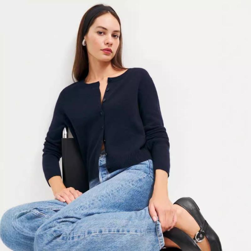 Damen S Langarm Strickjacke Knopfleiste Lässiges Oberteil
