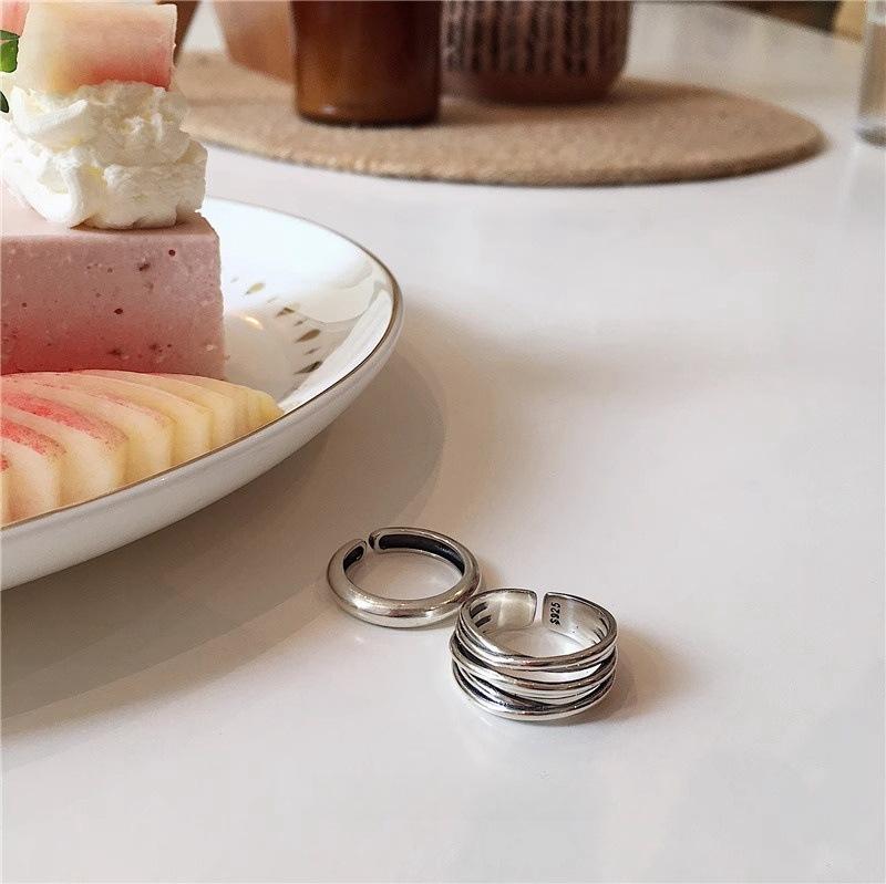 925 Sterling Silver Cross Wrap Multi-Layer Ring ins Cold Wind Versatile Open Ring