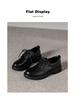 British Style Round Toe Women's Workplace Loafers - Lace-up, Thick Sole, Mid-Heel Leather Shoes
