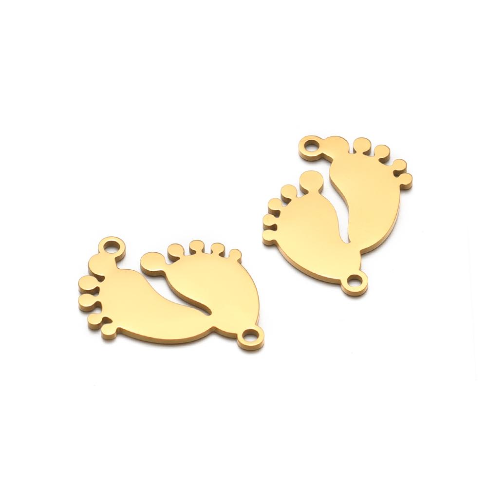 5pcs Stainless Steel Gold Cute Baby Feet Charms Bracelet Connectors Necklace Pendant for DIY Jewelry Earrings Making Findings