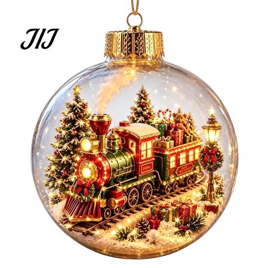 Year Round Home Accent Lighted Clear Christmas Ball Ornaments, Cute Santa Claus/Tree/Snowman/Angel Figure Inside Portable Light Decor The Xmas Hanging