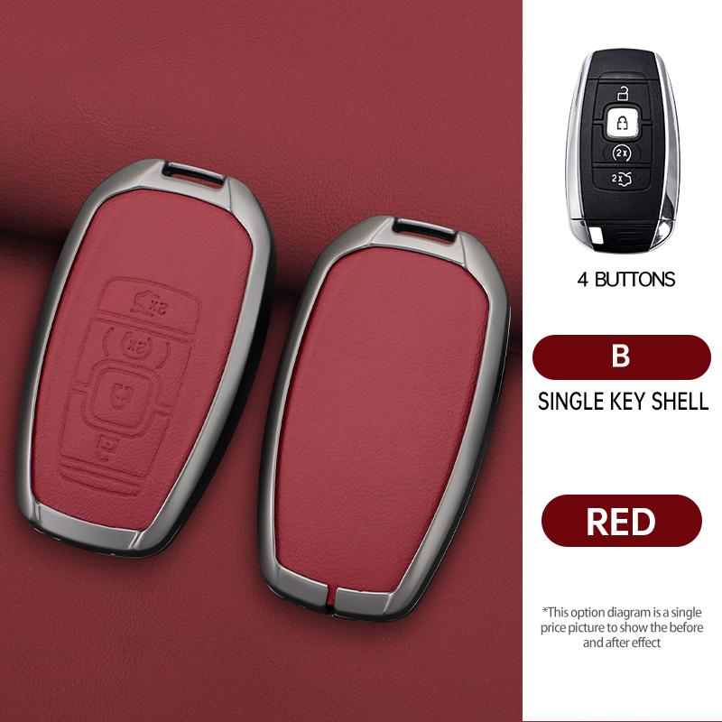 Zinc Alloy Genuine Leather Auto Key Fob Cover Case Fit For Lincoln Continental Navigator Z Mkz Mkc Mkx Nautilus Aviator Corsair