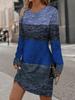 Spring and autumn round neck contrasting long sleeved casual and comfortable dress
