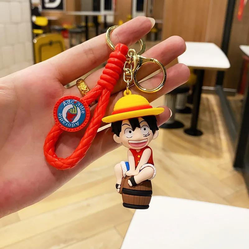 Anime One Piece Keychain Luffy Zoro Nami Chopper Silicone Model Pendant Backpack Decorative Cute Doll Car Carry Mini Lightweight Portable